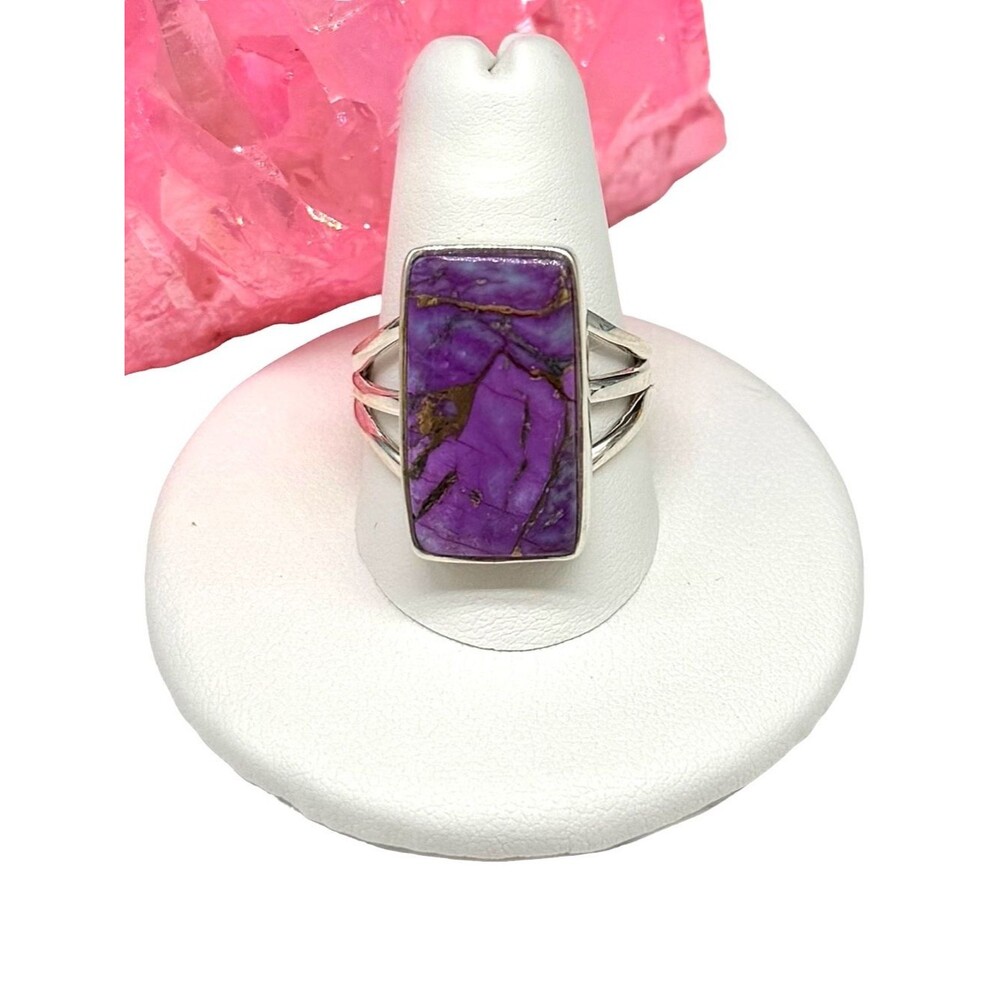 Kingman Purple Copper Turquoise Ring Size 9.5 Solid 925 Sterling Silver